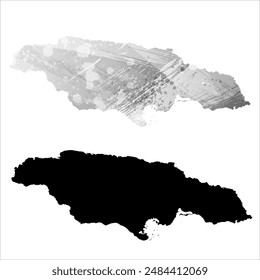 High detailed vector map. Jamaica.