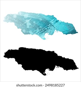 Alto mapa de Vector detallado. Jamaica.
