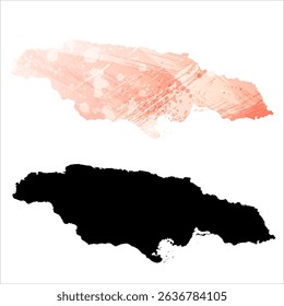 High detailed vector map. Jamaica.