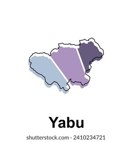 Hohe detaillierte Vektorkarte - Japan, Karte Stadt Yabu, einzeln auf weißem Hintergrund