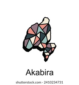High detailed vector map - Japan, Map City of Akabira, isolated on white background