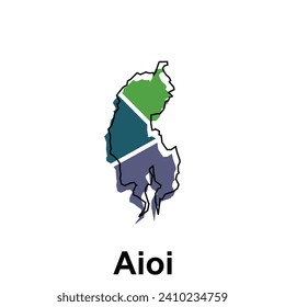 High detailed vector map - Japan, Map City of Aioi, isolated on white background