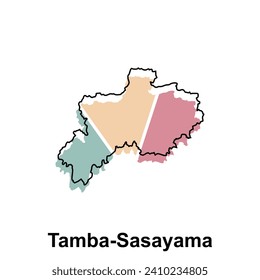 High detailed vector map - Japan, Map City of Tamba Sasayama, isolated on white background