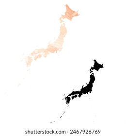 High detailed vector map. Japan.