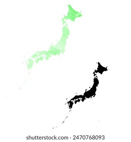 Detaillierte Karte der Vektorgrafik. Japan.