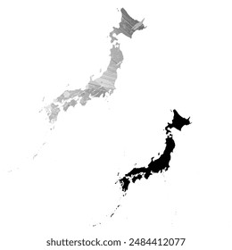 High detailed vector map. Japan.