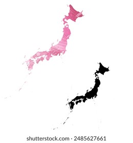 Detaillierte Karte der Vektorgrafik. Japan.