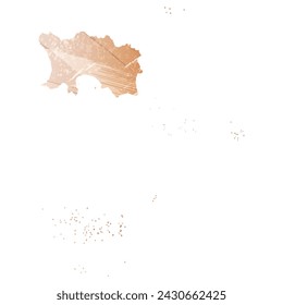 High detailed vector map. Jersey. Watercolor style. Beige and red color. Brown color.
