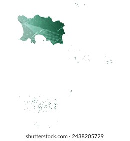 High detailed vector map. Jersey. Watercolor style. Turquoise green color.