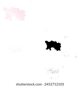 High detailed vector map. Jersey. Set of two cards. Watercolor style. Pink color. Black card.
