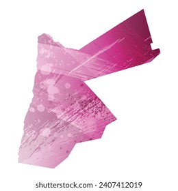 High detailed vector map. Jordan. Watercolor style. Amaranth deep purple color.