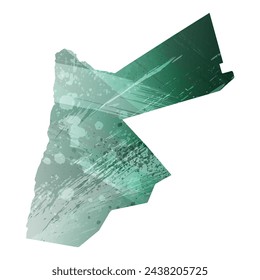 High detailed vector map. Jordan. Watercolor style. Turquoise green color.
