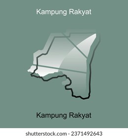 High detailed vector map of Kampung Rakyat City modern outline, Logo Vector Design. Abstract, designs concept, logo, logotype element for template.