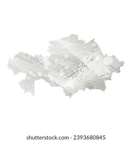 High detailed vector map. Kazakhstan. Watercolor style. Agate gray.