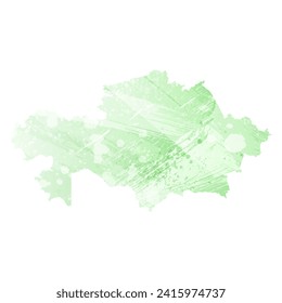High detailed vector map. Kazakhstan. Watercolor style. Light lettuce color. Pastel green.