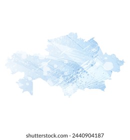 High detailed vector map. Kazakhstan. Watercolor style. Pale cornflower. Blue color.