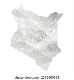 High detailed vector map. Kenya. Watercolor style. Agate gray.