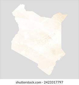 High detailed vector map. Kenya. Watercolor style. Banana color. Pastel yellow color.
