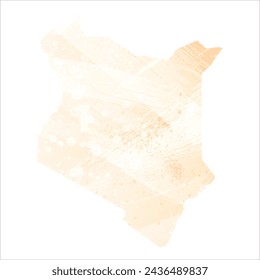 High detailed vector map. Kenya. Watercolor style. Biscuit color. Pastel yellow color.