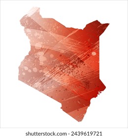 High detailed vector map. Kenya. Watercolor style. Bismarck-furioso. Red color.
