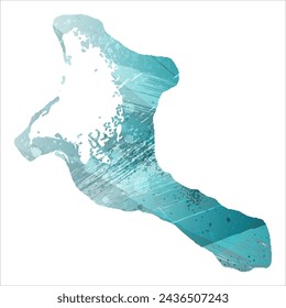 High detailed vector map. Kiribati. Watercolor style. Turquoise blue color. Blue is a deep color.