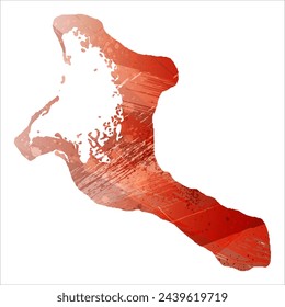 High detailed vector map. Kiribati. Watercolor style. Bismarck-furioso. Red color.
