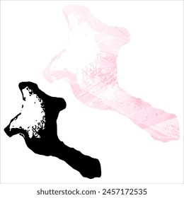 High detailed vector map. Kiribati. Set of two cards. Watercolor style. Pink color. Black card.