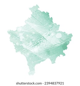 High detailed vector map. Kosovo. Watercolor style. Aquamarine color.