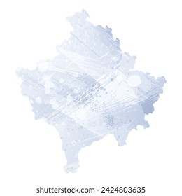 Mapa vectorial detallado. Kosovo. Estilo acuarela. Color perenne. Color pastel lila. Delicado púrpura.