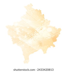 High detailed vector map. Kosovo. Watercolor style. Yellow color.