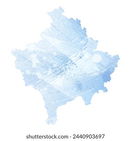 High detailed vector map. Kosovo. Watercolor style. Pale cornflower. Blue color.