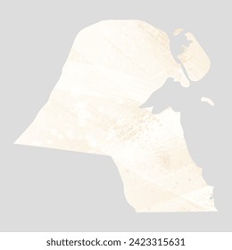 High detailed vector map. Kuwait. Watercolor style. Banana color. Pastel yellow color.
