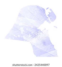 High detailed vector map. Kuwait. Watercolor style. Periwinkle color. Delicate lilac color. Pastel purple.