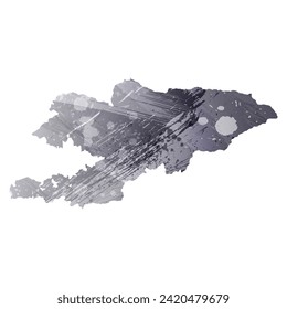High detailed vector map. Kyrgyzstan. Watercolor style. Anthracite gray color. 