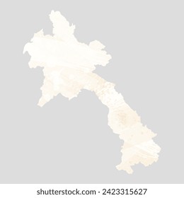 High detailed vector map. Laos. Watercolor style. Banana color. Pastel yellow color.
