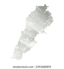 Mapa vectorial detallado alto. Líbano. Estilo acuarela. Agate gris.