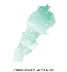Mapa vectorial detallado alto. Líbano. Estilo acuarela. Color acuamarina.