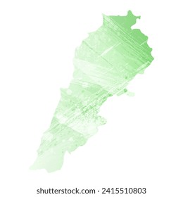 Mapa vectorial detallado alto. Líbano. Estilo acuarela. Color de la lechuga clara. Pastel verde.