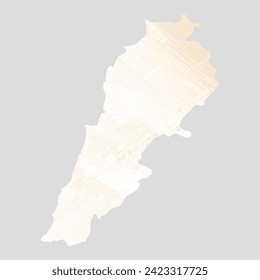 High detailed vector map. Lebanon. Watercolor style. Banana color. Pastel yellow color.
