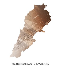 High detailed vector map. Lebanon. Watercolor Style. Beige and brown color.