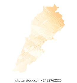 Mapa vectorial detallado. Líbano. Estilo acuarela. Color amarillo.