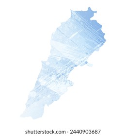 High detailed vector map. Lebanon. Watercolor style. Pale cornflower. Blue color.