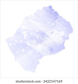 High detailed vector map. Lesotho. Watercolor style. Periwinkle color. Delicate lilac color. Pastel purple.