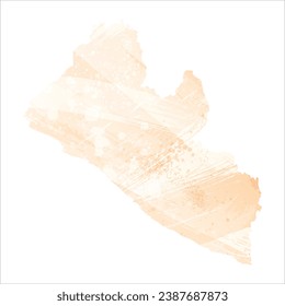 Mapa vectorial detallado alto. Liberia. Estilo acuarela. Color delicado del precio.