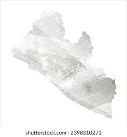 High detailed vector map. Liberia. Watercolor style. Gray color.