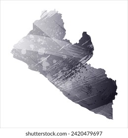 High detailed vector map. Liberia. Watercolor style. Anthracite gray color. 