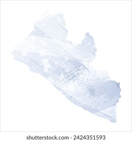 High detailed vector map. Liberia. Watercolor style. Periwinkle color. Pastel lilac color. Delicate purple.