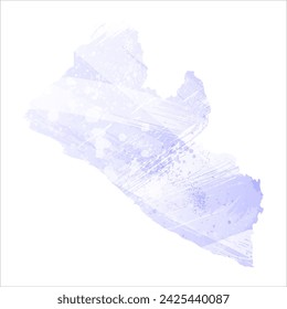 High detailed vector map. Liberia. Watercolor style. Periwinkle color. Delicate lilac color. Pastel purple.