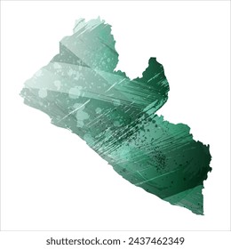High detailed vector map. Liberia. Watercolor style. Turquoise green color.