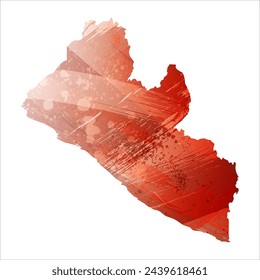 High detailed vector map. Liberia. Watercolor style. Bismarck-furioso. Red color.
